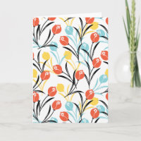 Padrão Vibrante de Tulipas em Design Floral Branco