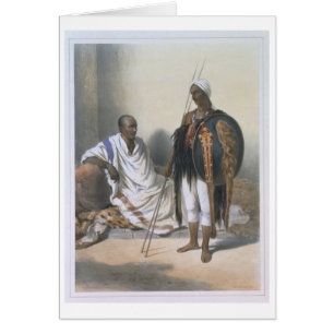 Cartão Padre e guerreiro Abyssinian, ilustração de '