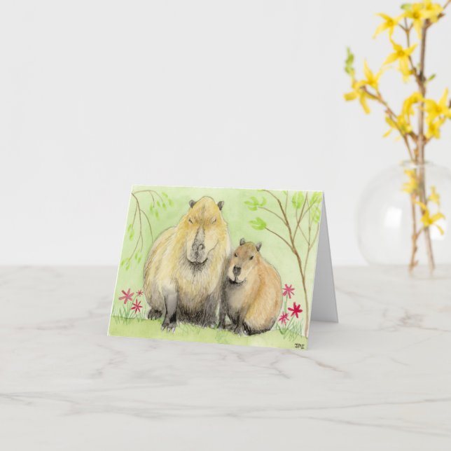Cartão Padre e Son Capybara Card (Flor Amarela)