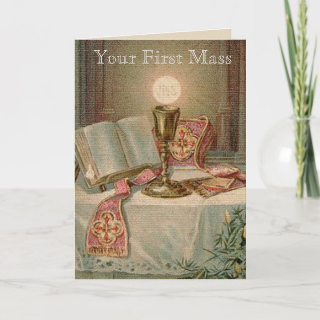 Cartão Padre Eucarista Missal Altar Chalice Missal (Frente)