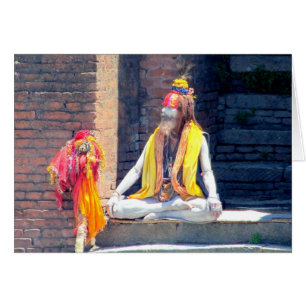 Cartão Padre Hindu em Kathmandu, Nepal-AKA em BABÁ