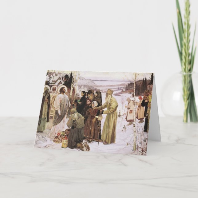 Cartão Padres russos e camponeses adoram Jesus (Frente)