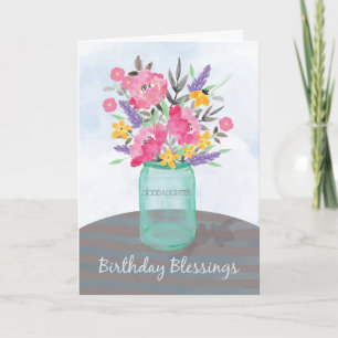 Cartão Padrinha Aniversário Abençoa Jar Vase com Flores