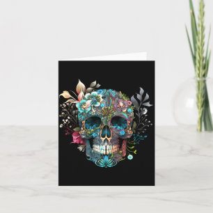 Cartão Padrões Coloridos de Caveira Mexicana Flores Hallo