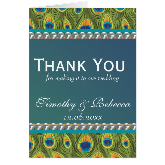 Cartão Padrões de Peacock e Pérolas (Frente)