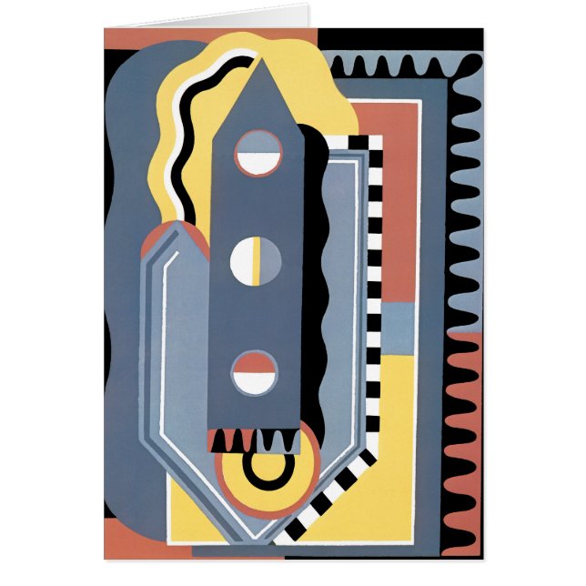 Cartão Padrões Geométricos de Vintage Art Deco Pochoir Ja (Frente)