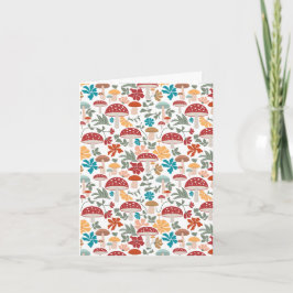 Cartão Padrões modernos de Cogumelos e Meio século Floral