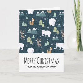 Cartão Padrões para animais de inverno de Natal giro