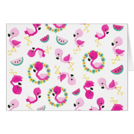Cartão Padrões Tropicais, Flamingos, Melancias, Flores