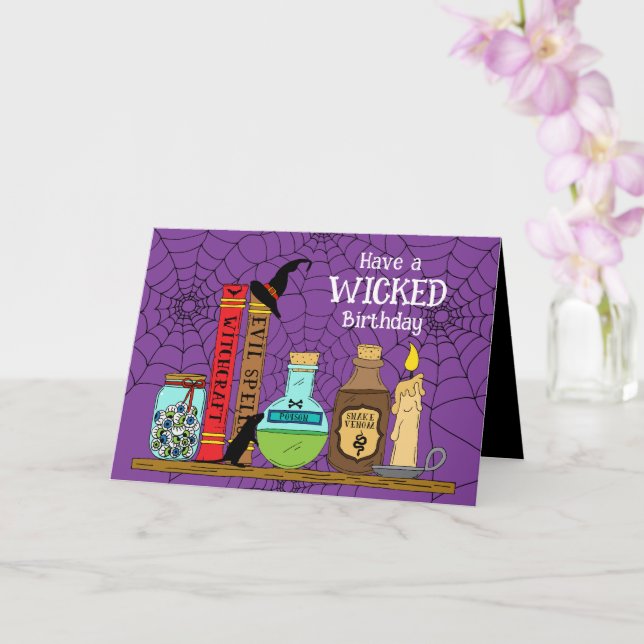 Cartão Pagan Witch Wicked Birthday (Orquídea)
