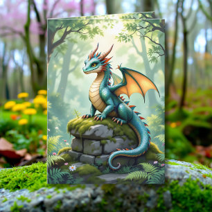 Cartão Página de Coloração do Dragão Whimsical e Aniversá