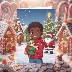 Cartão Página de Natal e Colorir de Anime Infantil Fofa