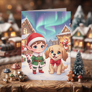 Cartão Página de Natal e Colorir de Anime Infantil Fofa