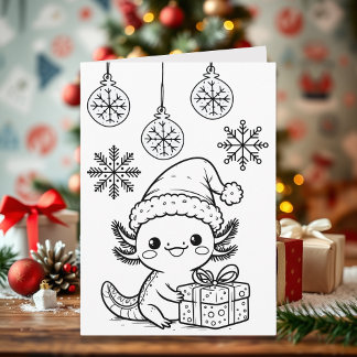 Cartão Página para Colorir Axolote | Natal