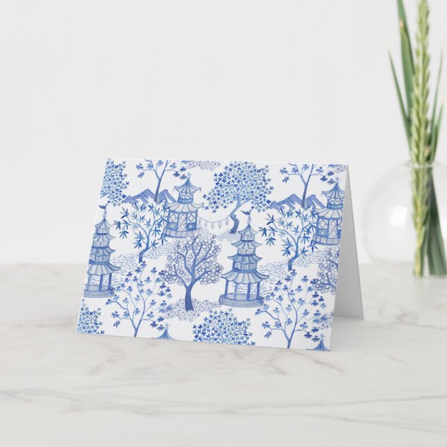 Cartão Pagoda Forest Azul e Branco (Frente)