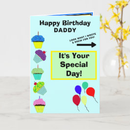 Cartão Pai Aniversário Cupcake Azul Torre Kids Trabalho d