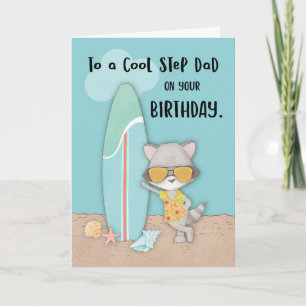 Cartão Pai Birthday Beach Funny Legal Raccoon