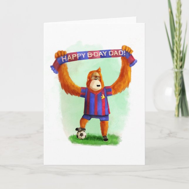 Cartão Pai Birthday Futebol Orangutan (Frente)