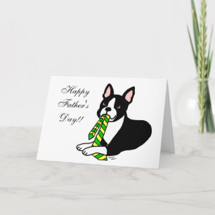 Cartão Pai Boston Terrier com empate 1