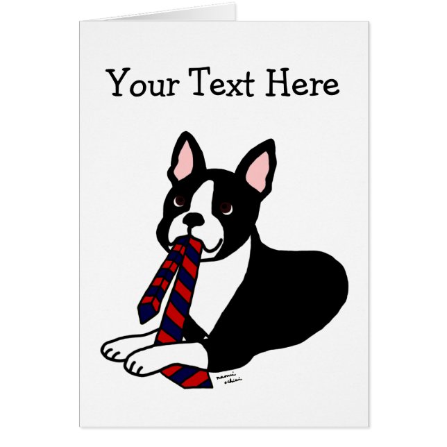 Cartão Pai Boston Terrier com empate 2 (Frente)