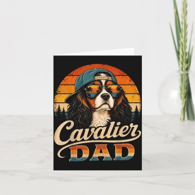 Cartão Pai Cavalier Vintage Cavalier King Charles Spaniel (Frente)