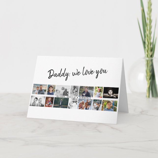 Cartão Pai com Pai 14 Colagem de Fotografias para Criança (Frente)