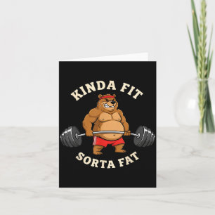 Cartão Pai da academia musculoso levantando peso Urso hal