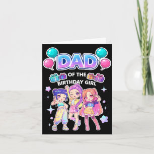 Cartão Pai da aniversariante fofo chibi kpop engraçado