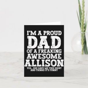 Cartão Pai de Allison Personalizado Nome Divertido Mascul