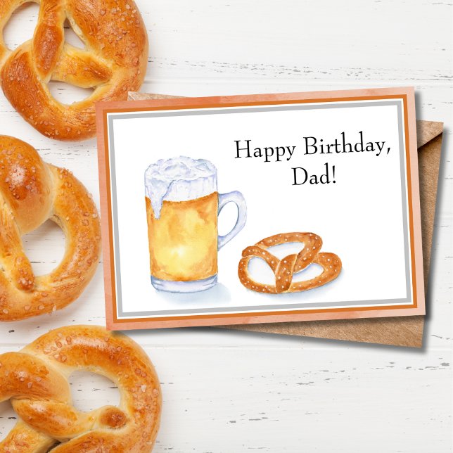 Cartão Pai de aniversário da Aquarela e Pretzel (Criador carregado)