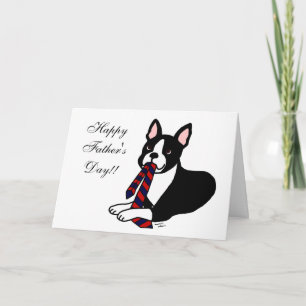 Cartão Pai de Boston Terrier com laço 2