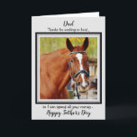 Cartão Pai de Cavalo - Dia de os pais Engraçado - Humor F<br><div class="desc">Dia de os pais engraçado para o Pai do Cavalo! Adicione a foto do seu cavalo e personalize do Cavalo.
Obrigados para trabalhar tão duro,  para que eu possa gastar todo o seu dinheiro. !</div>