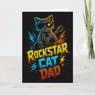Cartão Pai de Gato Rockstar Amante de Guitarra