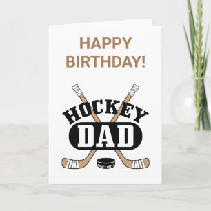 Cartão Pai de Hockey Feliz de Aniversário com Picos de Hó