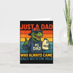 Cartão Pai Dinossauro Leite Retro Piada Dia dos Pais Engr