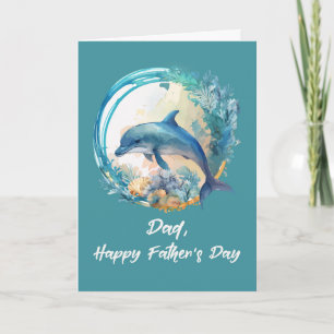 Cartão Pai Dolphin Ride Ocean Waves of Life