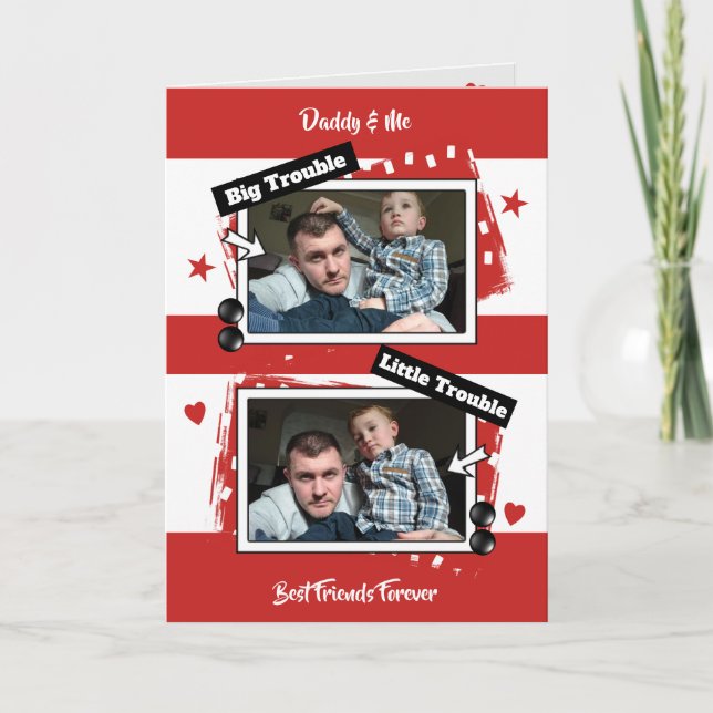 Cartão Pai e eu, foto vermelha e branca (Frente)