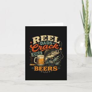 Cartão Pai engraçado bebendo cerveja pescando retrô vinta