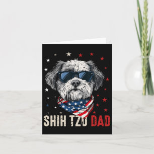 Cartão Pai engraçado de Shih Tzu EUA estrelas 4 de julho 