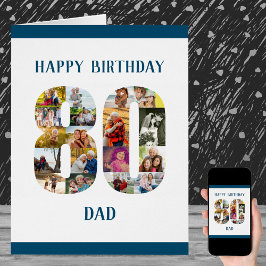 Cartão Pai Feliz de Aniversário Número 80 Colagem de Foto