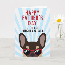 Cartão Pai Francês Dia dos Pais Bulldog Francês Marrom e 