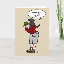 Cartão Pai Labrador Negro em Dia de os pais Vermelho