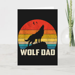 Cartão Pai Lobo Uivando Vintage Pôr do Sol Lobos Amantes 