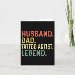 Cartão Pai Marido Tatuagem Artista Legenda Funny Retro Gi
