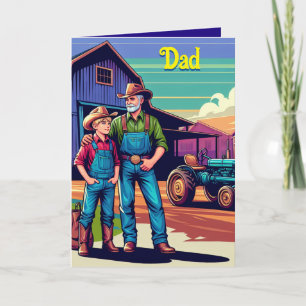 Cartão Pai Personalizado De Cowboys Da Fazenda Ocidental