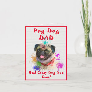 Cartão Pai Pug Personalizado Cachorro Mais Pai Louco Digi