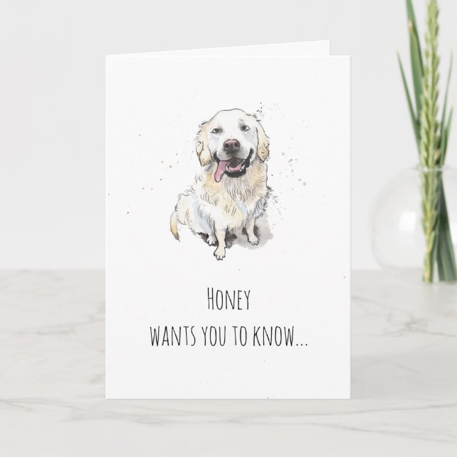 Cartão Pai simples e engraçado com Golden Retriever no Di (Frente)