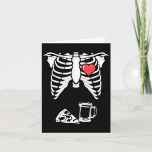 Cartão Pai Skeleton Halloween Beer Pizza Diversão Gravide