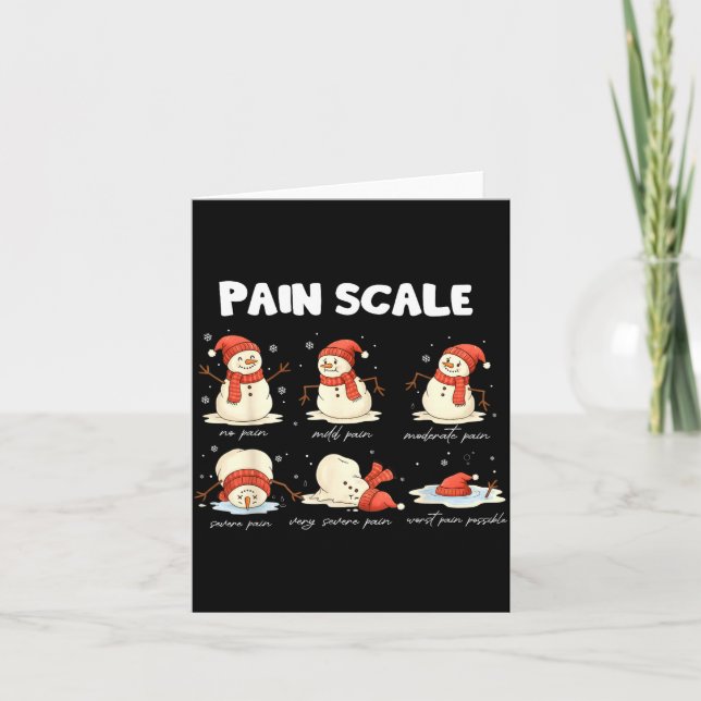 Cartão Pain Scale Snowman Nurse Christmas Xmas Snow Pajam (Frente)