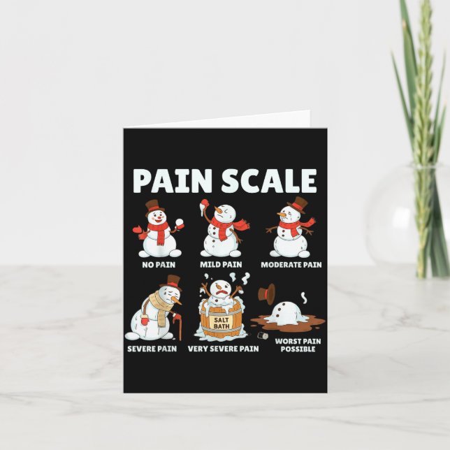 Cartão Pain Scale Snowman Xmas Funny Nurse Christmas Icu  (Frente)